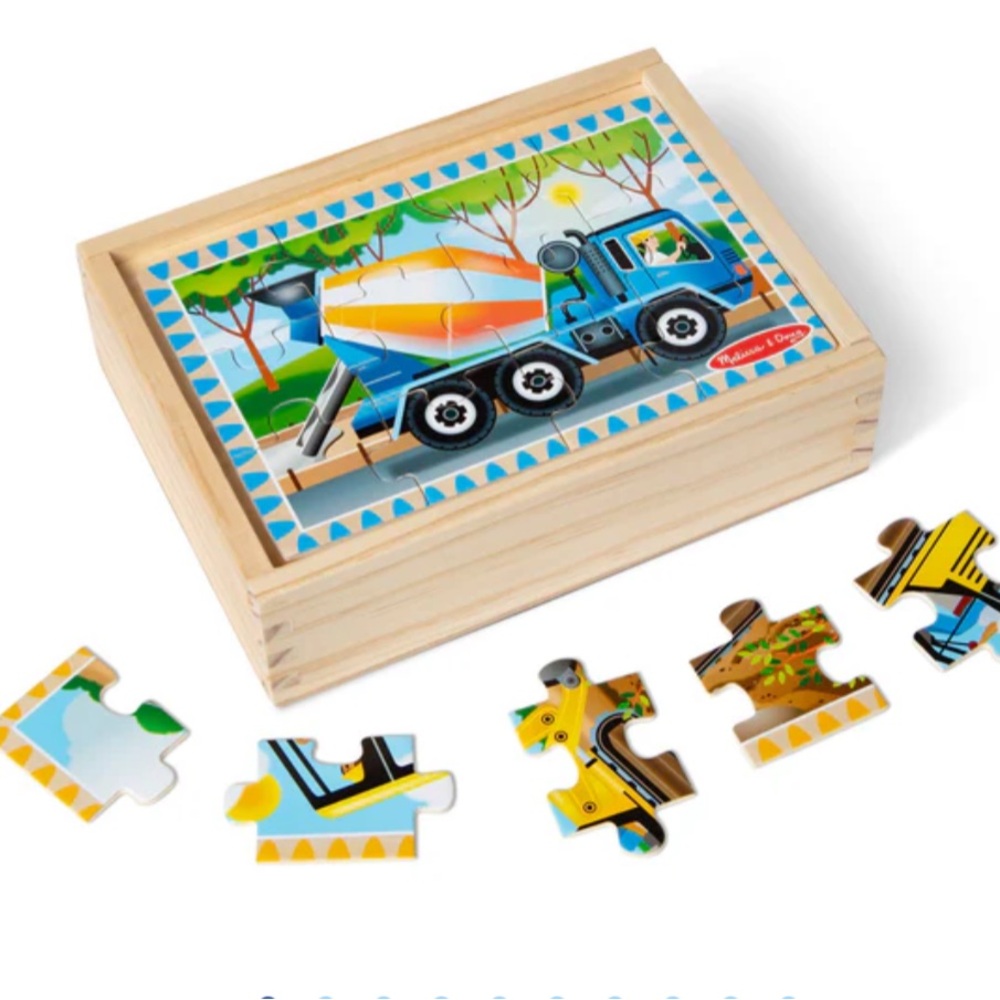 Melissa & Doug Wooden Jigsaw Puzzles in a box Construction Like New